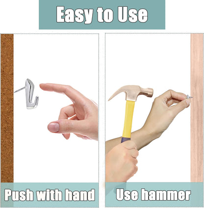50 PCS Push Pins Picture Hangers Wall Hooks, Double Headed Thumb Tacks for Wall Hangings, Renter Friendly Decor Small Picture Frame Hangers for Drywall Cork Board Home Office Photo Decorations(Black)