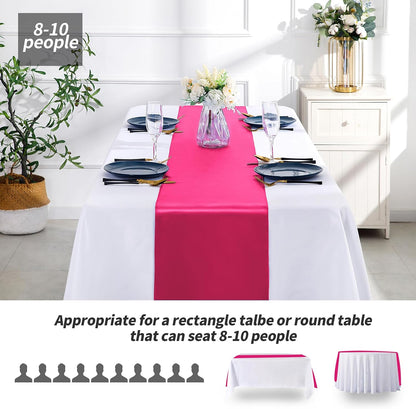 SiinvdaBZX 4 Pcs Royal Blue Satin Table Runner 12 x 108 inches Long, Bright Smooth Satin Wedding Table Runner Decorations for Birthday Parties, Buffet, Banquets, Graduations, Engagements