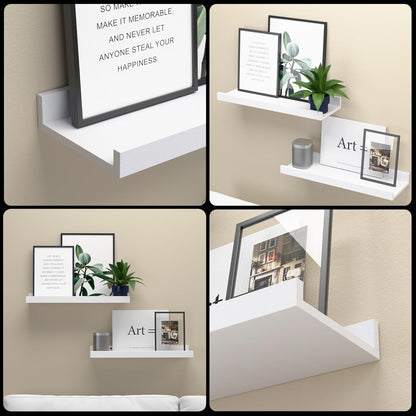 Boswillon Floating Shelves Wall Mounted Set of 2, Modern Black Wall Shelves for Storage with Lip, Display Picture Ledge Shelf for Wall Decor Bedroom Living Room Bathroom Kitchen