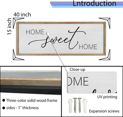 FZMHASLWW Gather Sign Wall Decor 32"×12" Large Wooden Framed for Dining Room Simple Home Kitchen Hanging Art (Wood)