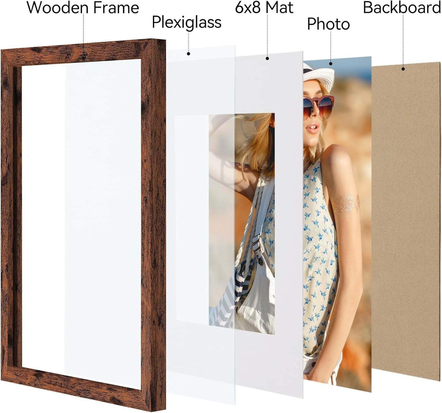Vittanly 11x14 Picture Frame, Display Pictures 8x10 with Mat or 11x14 without Mat, Photo Frame for Wall Mounting, Black, 1 Pack - Colors A