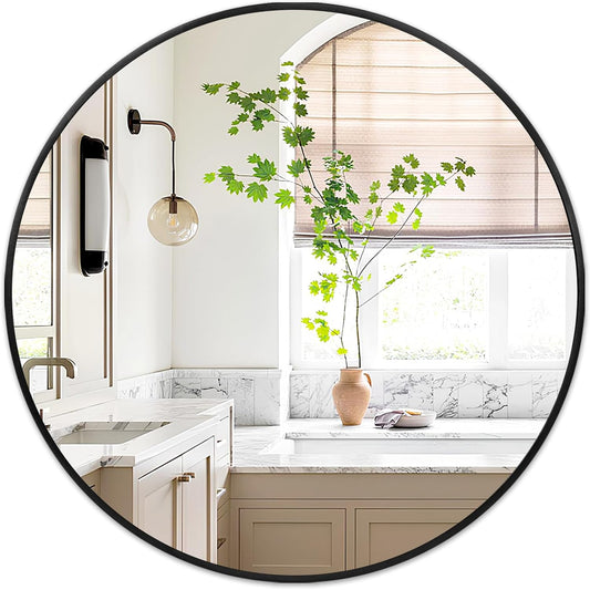 Fabuday Black Circle Mirror for Wall 20 inch - Round Mirrors for Bathroom, Entryway, Living Room, Hallway, Bedroom Decor, Small Matte Framed