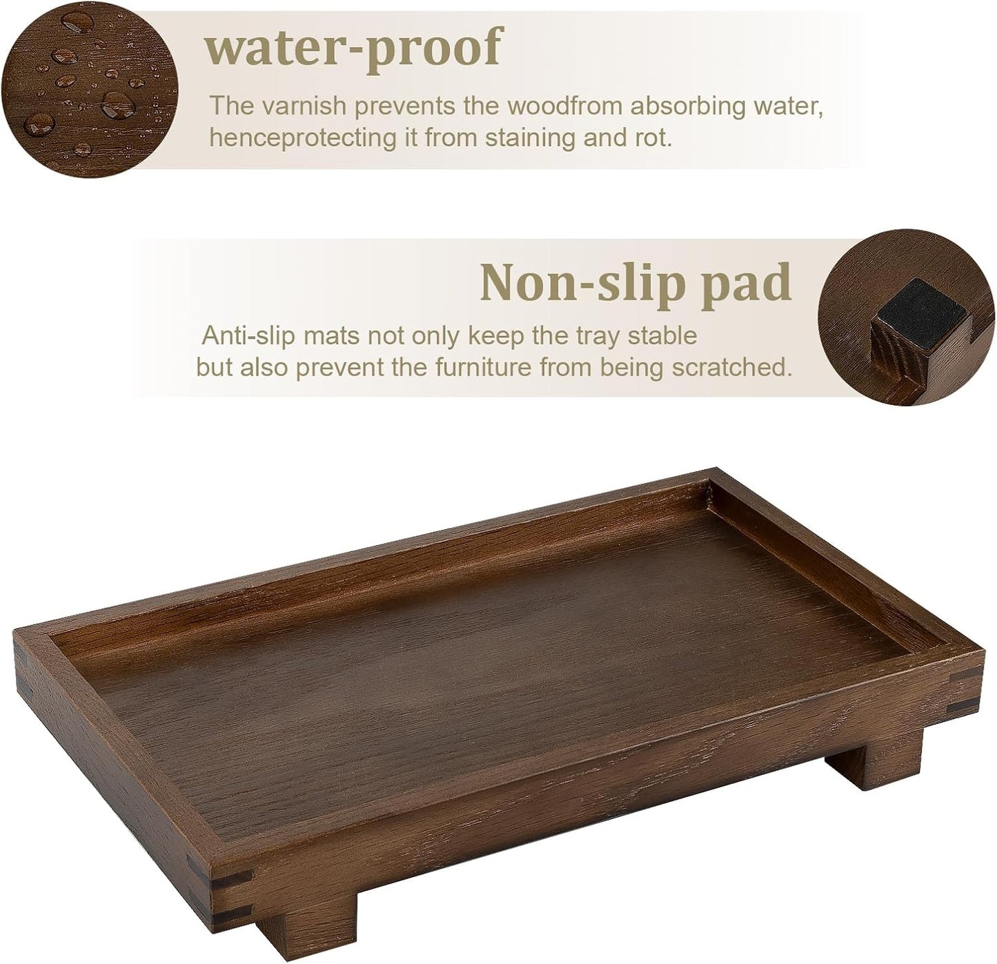 Decorative Tray Small Pedestal Stand Farmhouse Bathroom Decor Wooden Riser Display Stand for Vanity, Kitchen Countertop, Sink, 9.4 * 4.7 White