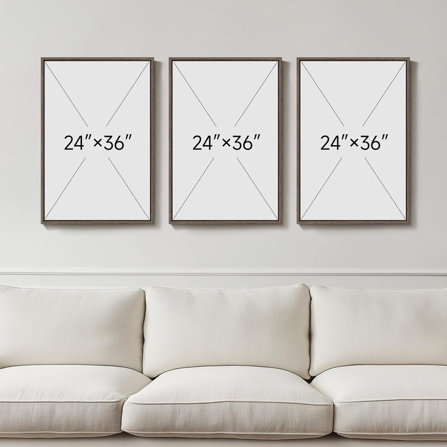Large Framed Neutral Abstract Wall Art for Living Room, 3 Piece Modern Canvas Prints Paintings Artwork for Walls, Black and Beige Pictures for Living Room Hallway Stair Office Wall Decor 24x36 Inch