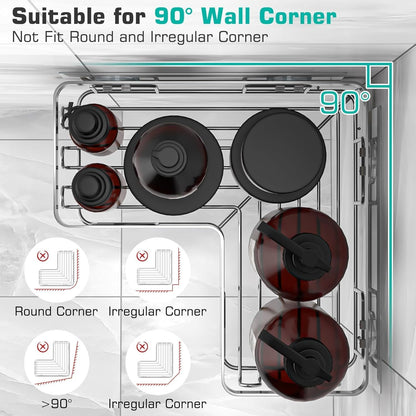 YASONIC Corner Adhesive Shower Caddy, with Soap Holder and 12 Hooks, Rustproof Stainless Steel Bathroom Organizer, No Drilling Wall Mounted Rack, Black, 3-Pack