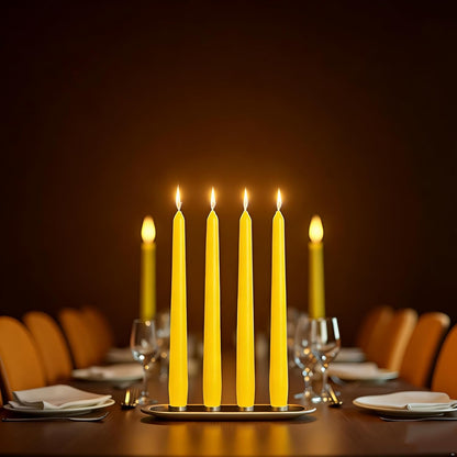 4 Pack White Taper Candles丨Taper Candles 10 Inch Dripless丨Unscented & Smokeless Candlesticks Bulk丨7-8 Hours Long Burning Tall Candles丨Ideal for Christmas Weddings Parties Dinner