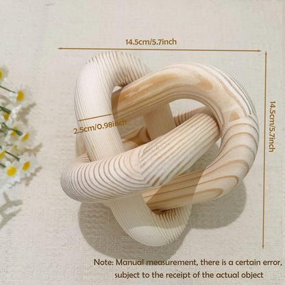 3-Link Wood Chain Link Coffee Table Decor, White Wooden Knot Decor for Coffee Table Farmhouse Decortive for Home Boho Modern Shelf Decortion(White)