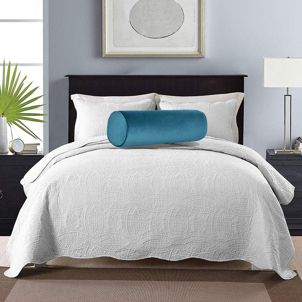 Tinbolunce Memory Foam Roll Pillow for Knee/Leg/Neck - Full Moon Bolster/Round Cylinder Pillow for Sleeping on Side or Back - Removable Cooling Cover Length 18" x 6" Diameter (Navy Blue)