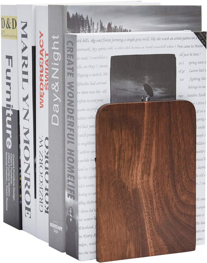 Pandapark Wood,Non-Skid Bookend for Shelves,Heavy Duty,Book Stand for CDs,1 Pair