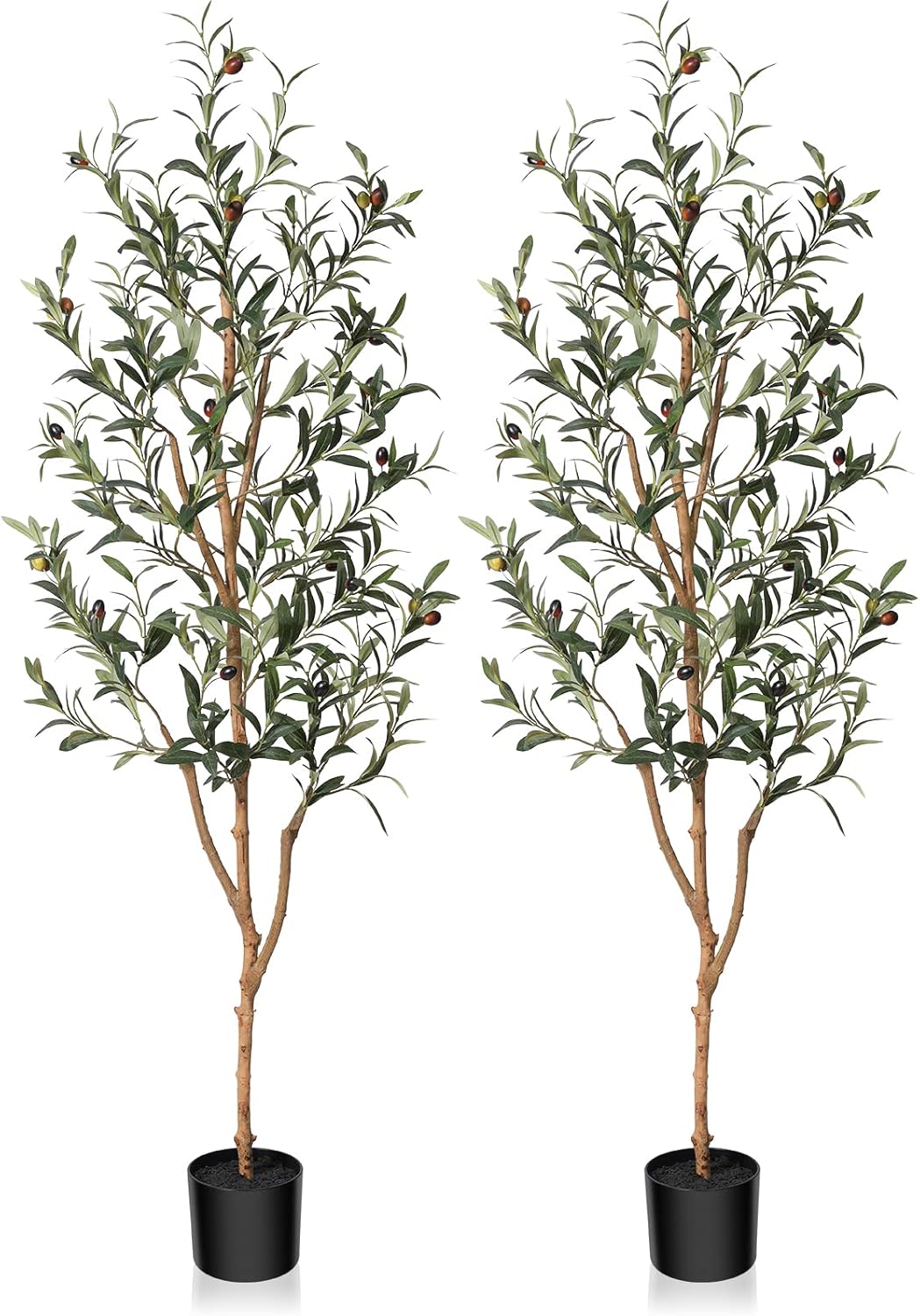 Kazeila Artificial Olive Tree 6FT Tall Faux Silk Plant for Home Office Decor Indoor Fake Potted Tree with Wood Branches and Fruits
