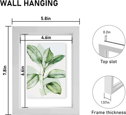 CORE ART 8x10 Floating Picture Frame,Double Plexglass Floating Frame for 5x7,4x6 Pictures,Wall or Tabletop Display,Black