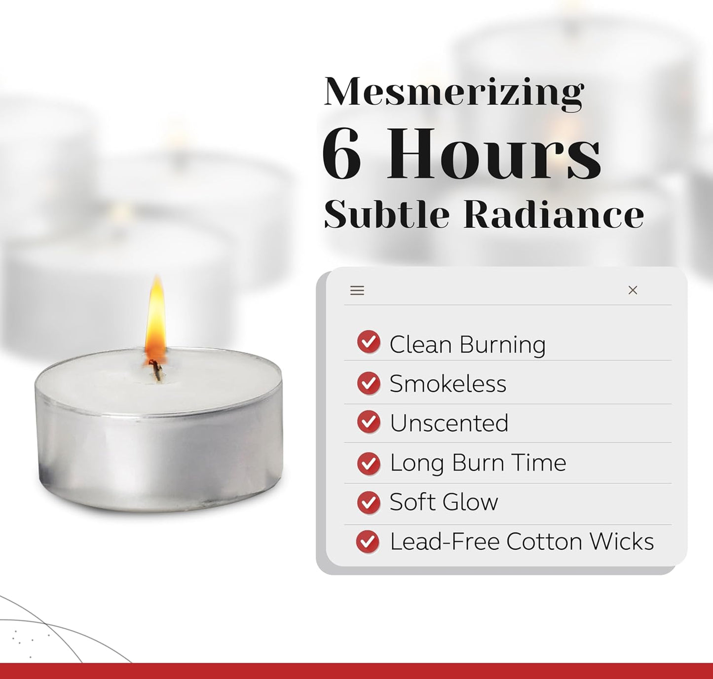 500 Pack Tealight Candles in Metal Cups - Clean, White Unscented Tealight Candles with 3 Hour Long Burning Time for Romantic Dinner, Weddings, Spa & Hotels