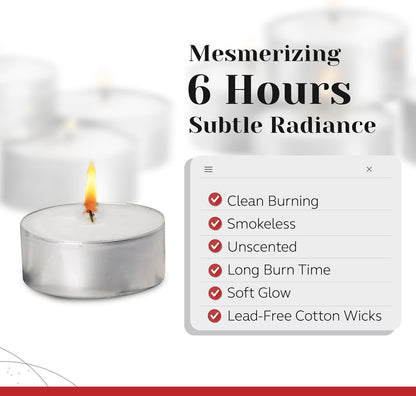 500 Pack Tealight Candles in Metal Cups - Clean, White Unscented Tealight Candles with 3 Hour Long Burning Time for Romantic Dinner, Weddings, Spa & Hotels