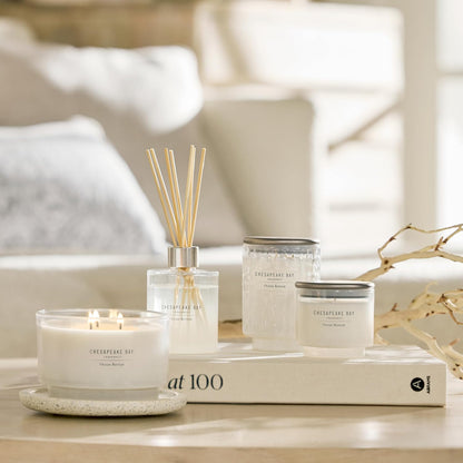 Chesapeake Bay, 11oz Marine Drift Scented Candle, Mood Evoking Fragrance, Textured Sea Glass-Inspired Jar, Premium Soy Blend Wax with Essential Oils, Coastal Fragrance for Home Décor or Gifting