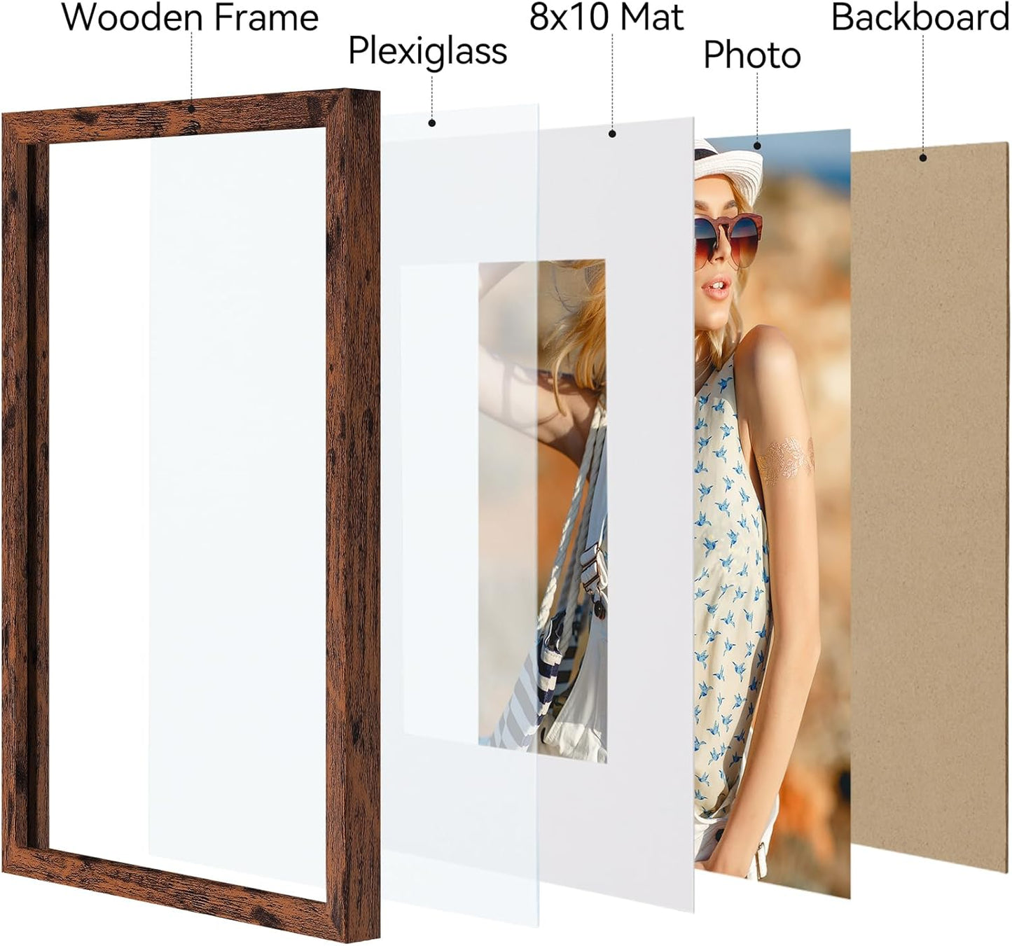 Vittanly 11x14 Picture Frame, Display Pictures 8x10 with Mat or 11x14 without Mat, Photo Frame for Wall Mounting, Black, 1 Pack - Colors A