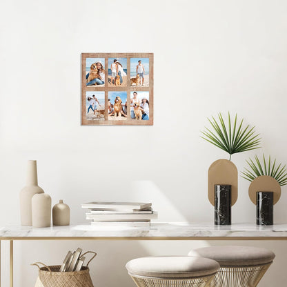 YESKAY 4x6 Picture Frame Collage for Wall Decor, Multiple Photo Collage Frames with Tempered Glass, 7-Opening for 4 x 6 Picture Frames, Rustic Brown, 1 Pack