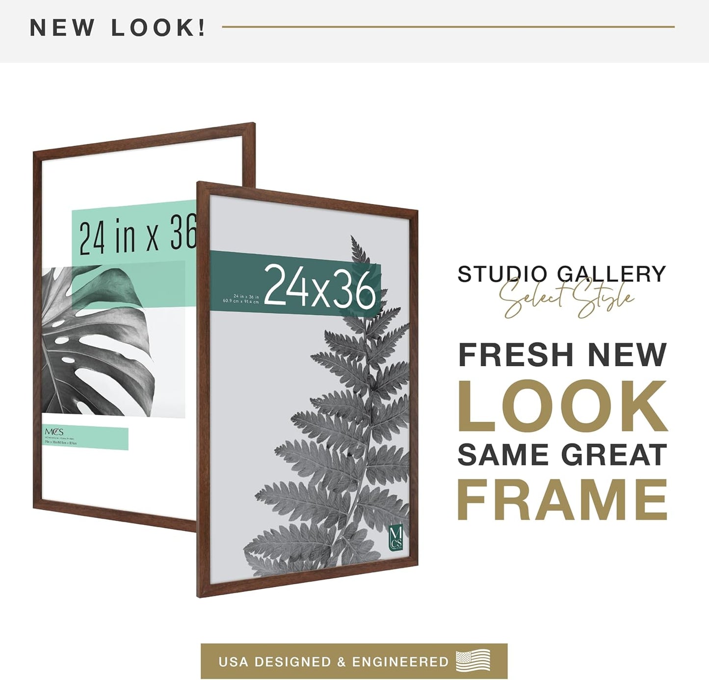 MCS Studio Gallery 16x24 Poster Frame Black Woodgrain Engineered Wood, Vertical & Horizontal Wall Hanging Large Picture Frame for Photos, Posters & Art Prints (1-Pack)