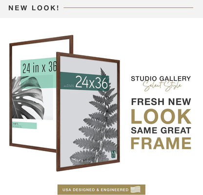 MCS Studio Gallery 16x24 Poster Frame Black Woodgrain Engineered Wood, Vertical & Horizontal Wall Hanging Large Picture Frame for Photos, Posters & Art Prints (1-Pack)