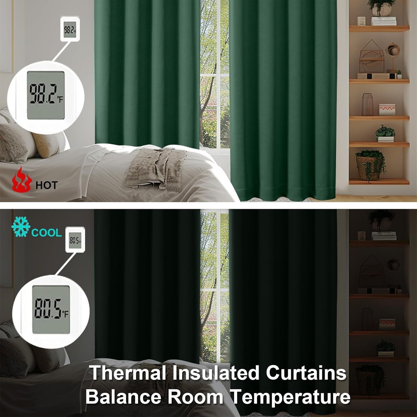 Simplebrand Ava Sage Green Blackout Curtains for Bedroom 63 Inch Length 2 Panels Set, Solid Thermal Insulated Energy Saving Rod Pocket Window Treatment Curtains Blackout Drapes, W40 x L63 Inch, Sage - Colors B