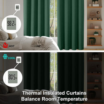 Simplebrand Ava Sage Green Blackout Curtains for Bedroom 63 Inch Length 2 Panels Set, Solid Thermal Insulated Energy Saving Rod Pocket Window Treatment Curtains Blackout Drapes, W40 x L63 Inch, Sage - Colors B