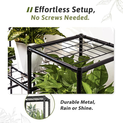 GENTINGBRO Plant Stand Indoor Outdoor 63" Tall Plant Shelf for Plants 14-Tier Large Plant Sheves for Living Room Heavy Duty Plant Rack Garden Balcony Patio Hanging Planter