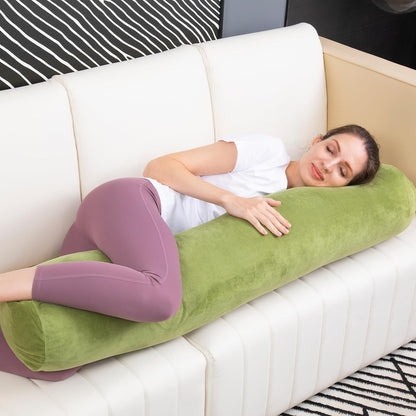 1 MIDDLE ONE Body Pillow for Adults, Bolster Pillow with Removable Velvet Cover, Long Round Cervical Roll Pillow, 47 x 7.87 Inches, Grey