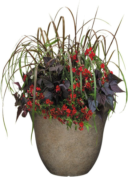 Classic Home and Garden Honeysuckle Resin Planters - Lightweight Indoor & Outdoor Plant Pots - UV-Resistant Plastic Flower Pots - Pot Planters for Flowers & Herbs (15" Distressed Copper)