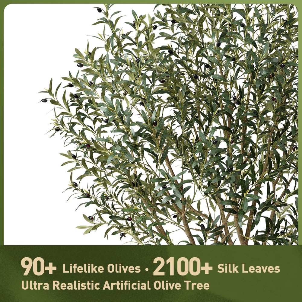 Verinatural Olive Tree Artificial Indoor 6ft - UV Resistant Large Fake Plants - Realistic Faux Olive Tree in Pot - Tall Artificial Plants Outdoor for Home, Patio, Living Room, Office Decor,VN138