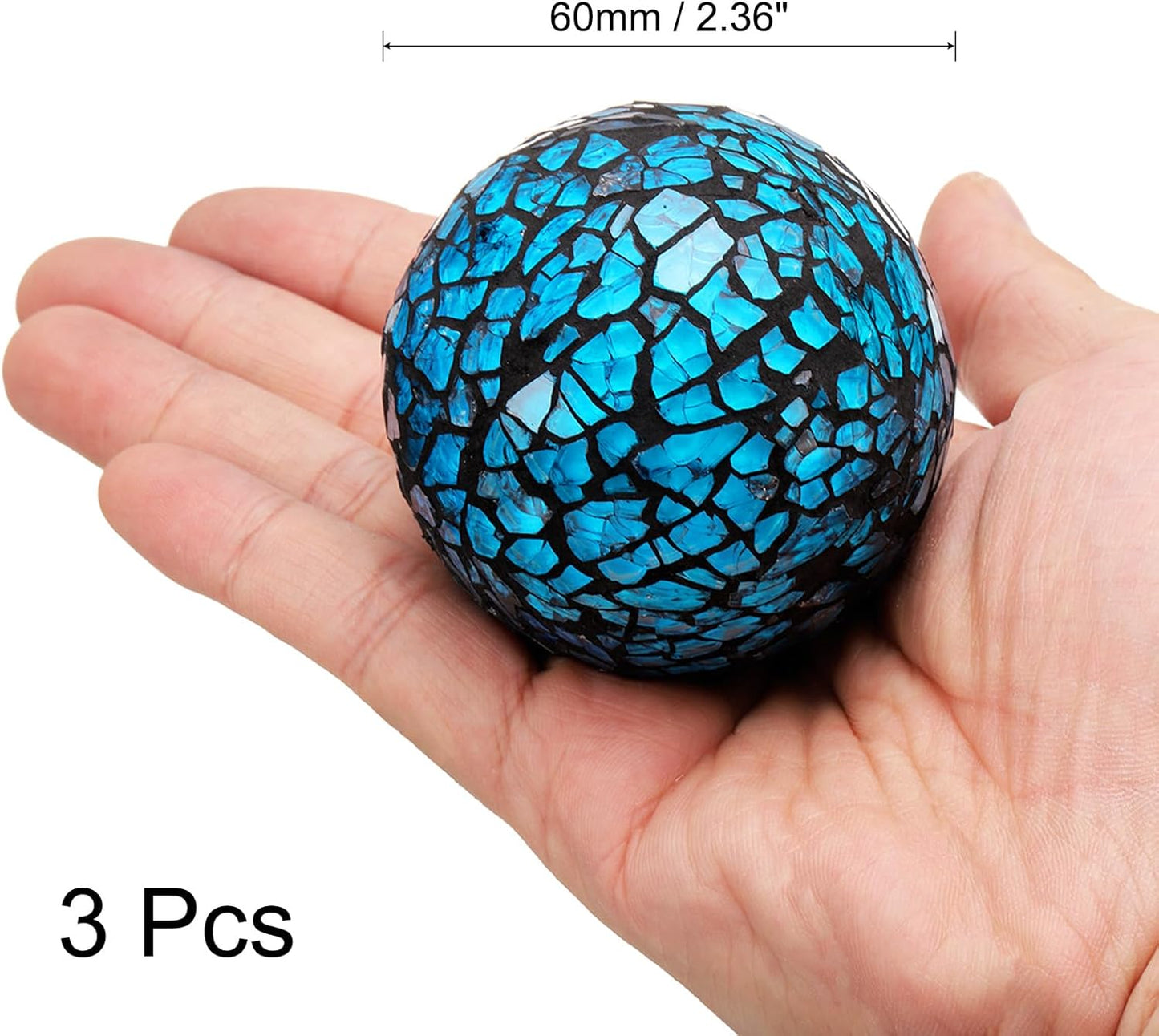 uxcell 3Pcs Decorative Glass Balls 2.36 Inch Orbs Centerpiece Balls Mosaic Glass Ball Sphere for Decor Bowls Vases Dining Table Party, Dark Blue