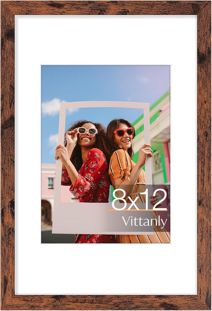 Vittanly 11x14 Picture Frame, Display Pictures 8x10 with Mat or 11x14 without Mat, Photo Frame for Wall Mounting, Black, 1 Pack - Colors A