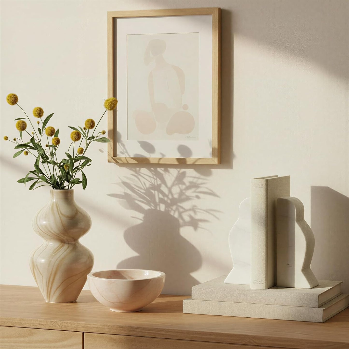 Creative Co-Op Decorative Travertine Wave Bookends, Natural, Set of 2