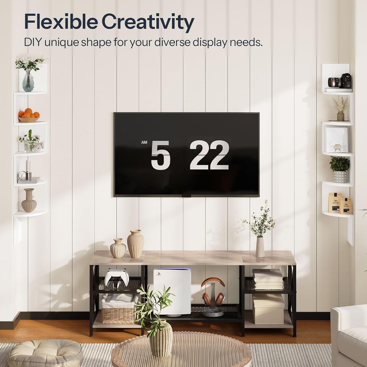 HOOBRO Corner Shelf Wall-Mounted, Set of 2 Floating Corner Shelves for Wall, 4-Tier Corner Bookshelves for Living Room, Bedroom, Bathroom, Home Office, Black BK25BJP201