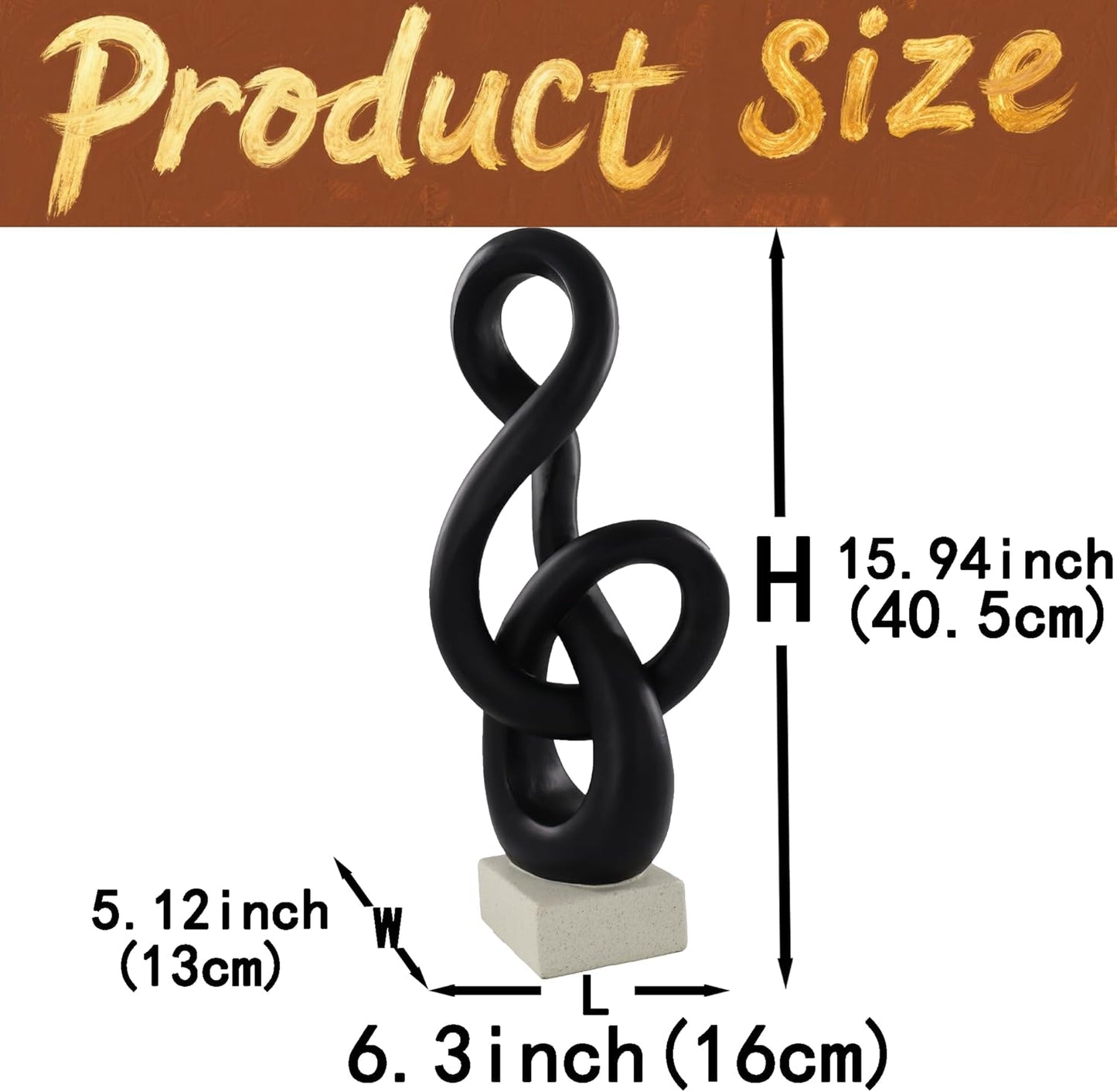 10" Modern Abstract Ribbon Decorative Sculpture, Knot Sculptures,Home Decor,Coffee Table Statues,Dining Living Room Desk Decor（White）