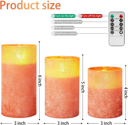 ANGELLOONG Flickering Flameless Candles, Realistic Battery Operated Candles with Remote and Timer, Set of 3 LED Candles for Room Fall Home Wedding Decor Centerpieces Table Party Valentines Decorations
