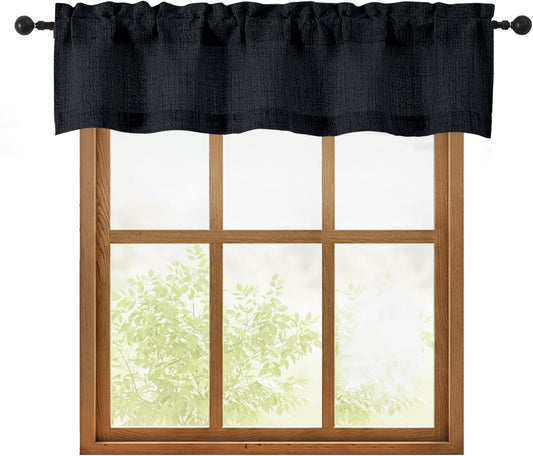 OWENIE Linen Valances for Windows 1 Pcs, Light Filtering Textured Farmhouse Short Small Valance Curtains for Bathroom Basement Living Room Bedroom, Rod Pocket Half Curtains Over Sink, 60Wx14L Inch