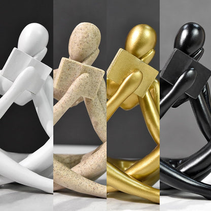 Jinkoozz Reading Women Statue, Thinker Sculptures, Abstract Art Ornament, Modern Aesthetic Figurine Decoration, Suitable for Home Living Room Bedroom Office Shelf Table Desk Bookshelf Decor