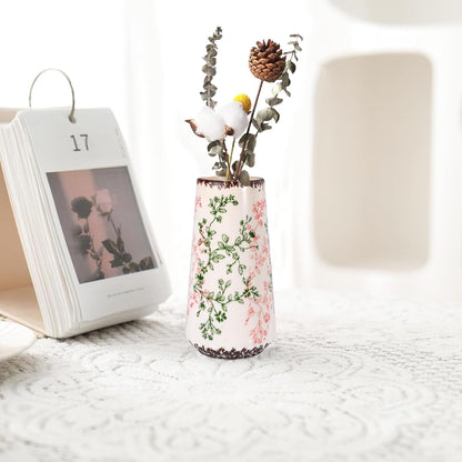 White Ceramic Vase, GUKJOB Small Cute Flower Vase for Pampas Grass, Home, Living Room, Dining Table, Farmhouse, Office Decor, Bedroom, Table, and Kitchen Shelf (White)