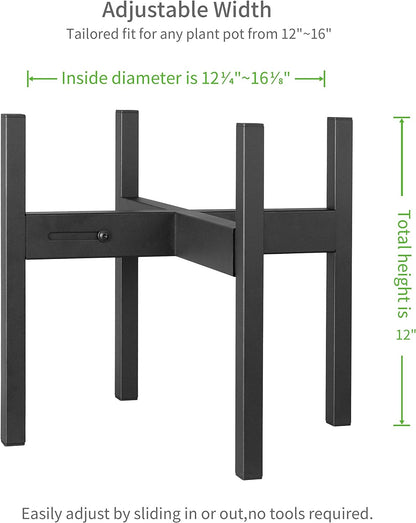 FaithLand Plant Stand, Adjustable Size Fits 8 9 10 11 12 Inches Plant Pot, Metal Planter Stand, Mid Century Expandable Plant Holder Indoor Outdoor, Adjustable Width: 8”-12” - Easy Assembly
