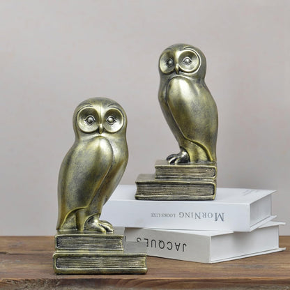 Book Ends for Shelves, Owl Decorative Bookends Bronze Bird Book Stopper Unique Kids Book Holders with Anti-Slip Base Luxurious Bookends for Kids Rooms Office Home Decor(Bronze)