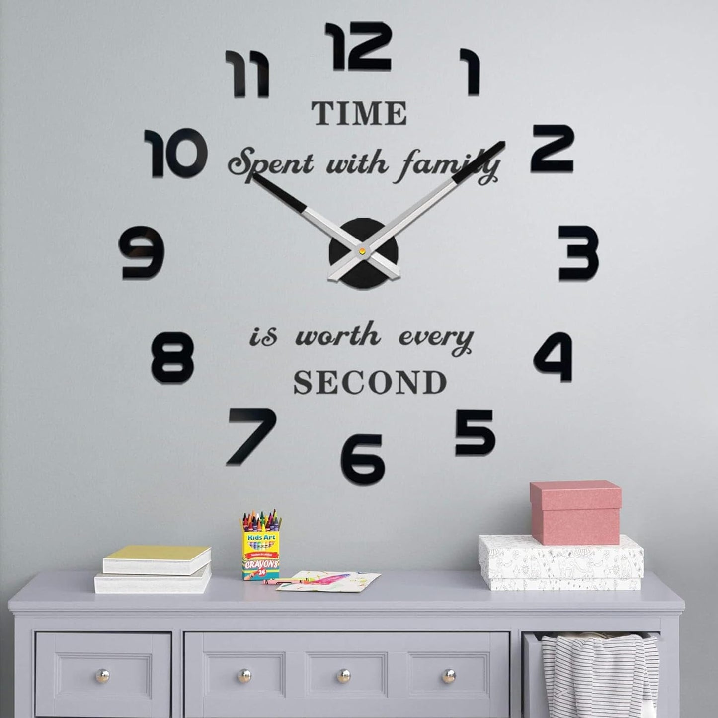 VANGOLD Large Wall Clocks for Living Room Decor, Decorative Wall Clocks Battery Operated (Black Wall Decor)