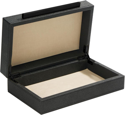 Sagala Set of 2 Ivory Shagreen Decorative Boxes With Brushed Gold Metal Handles, Faux Leather Jewelry Boxes Modern Storages Photo Memory Boxes Home Organizer Boxes (Ivory-Gold, 2pack)