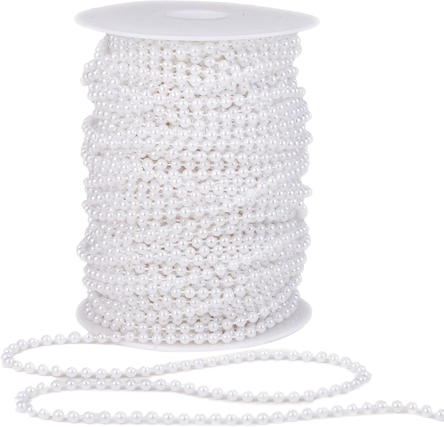 3mm Millet Beads Crafts Faux Pearl Beads Garland Pearl Bead Roll Strand of Pearls to Decorate Floral Centerpieces Wedding Party Favor Christmas Tree(33 Feet Ivory)