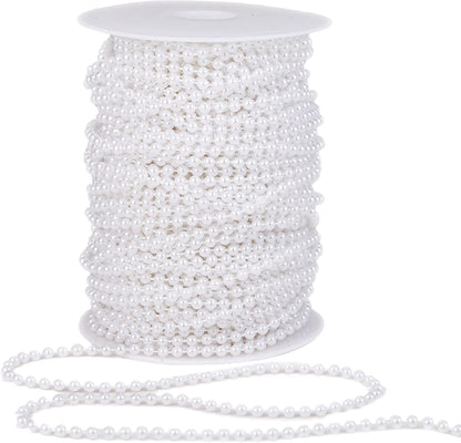 3mm Millet Beads Crafts Faux Pearl Beads Garland Pearl Bead Roll Strand of Pearls to Decorate Floral Centerpieces Wedding Party Favor Christmas Tree(33 Feet Ivory)