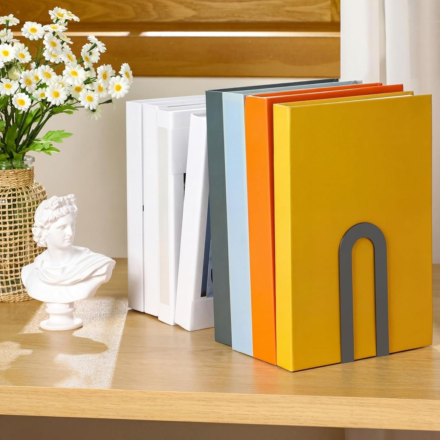 Chunful 12 Pcs Modern Metal Book Ends for Shelves Decorative Small Bookends Book Shelf Organizer Minimalist Design Stopper to Hold Books for Home Office (Gold,5.5 * 3.75 * 2.25inch)