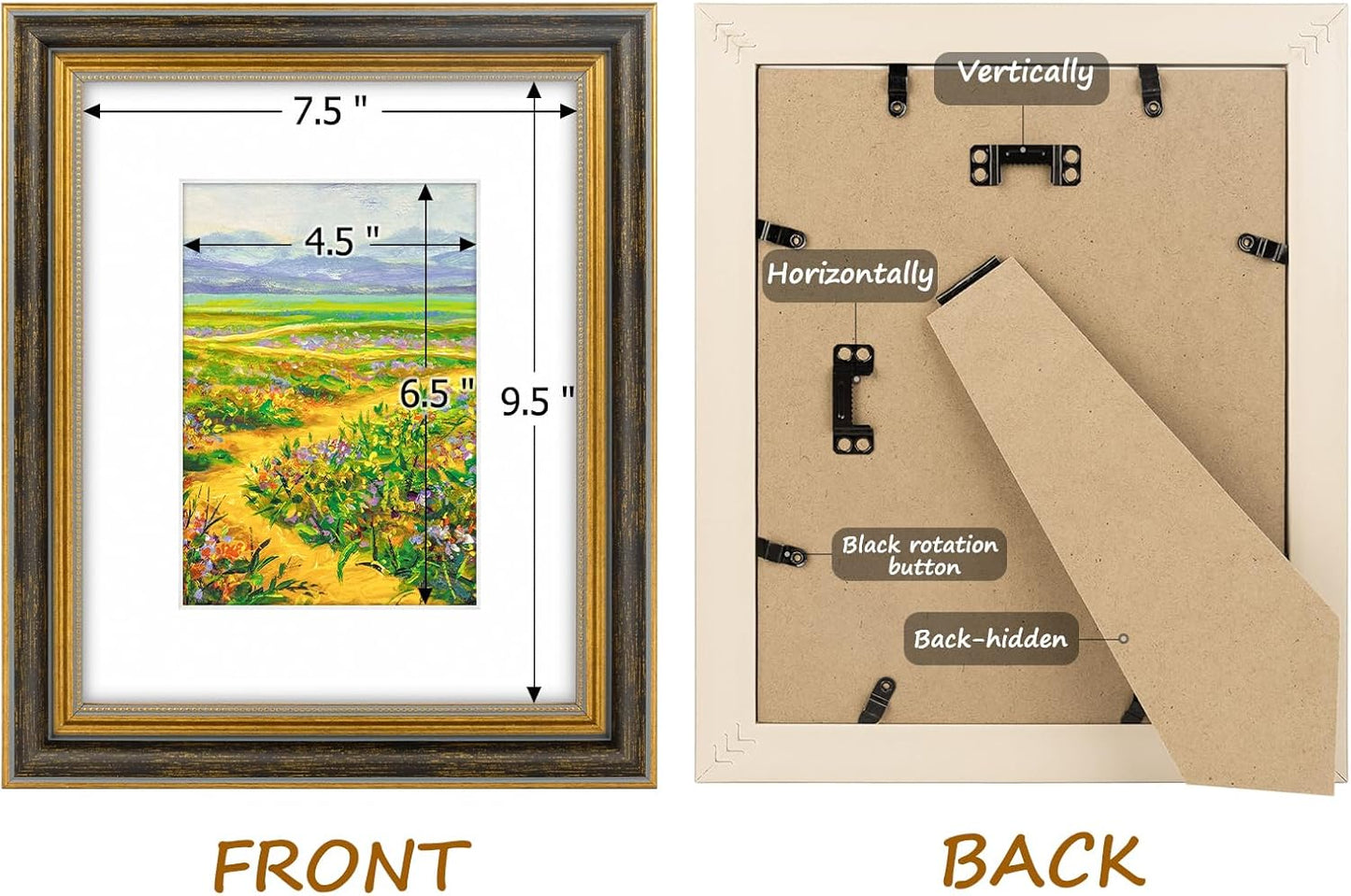 Golden State Art,11x14 Ornate Picture Frame for 8x10 Photo with Mat or 11 x 14 Prints without Mat,Real Glass Wall Display(Color:Green Gold)