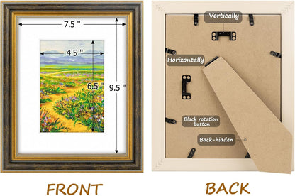 Golden State Art,11x14 Ornate Picture Frame for 8x10 Photo with Mat or 11 x 14 Prints without Mat,Real Glass Wall Display(Color:Green Gold)