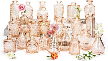 Clear Glass Bud Vase Set of 12 Pcs,Small Bud Vases in Bulk,Glass Crystal Flower Vases Table Centerpieces for Party Event Wedding Decor Baby Shower Decorations (Clear, 12 Pcs)