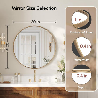 USHOWER Bathroom Mirrors for Over Sink, 36 Inch Circle Mirror with Metal Frame, Black Wall Mirror for Vanity, Entryway, Living Room, Hallway and Bedroom Decor