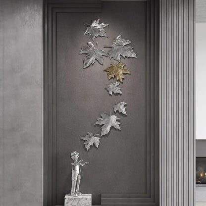 homary Large Metal Wall Art – 47.2" Modern 3D Abstract Geometric Overlapping Design, Iron Wall Decor for Living Room, Dining Room, Office