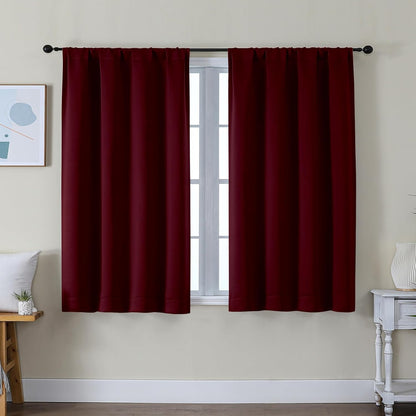 Simplebrand Ava Sage Green Blackout Curtains for Bedroom 63 Inch Length 2 Panels Set, Solid Thermal Insulated Energy Saving Rod Pocket Window Treatment Curtains Blackout Drapes, W40 x L63 Inch, Sage - Colors A